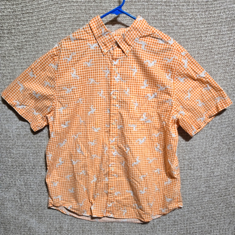LANDS' END WHITE BIRDS AOP Button Down Shirt Size XL (17-17.5)